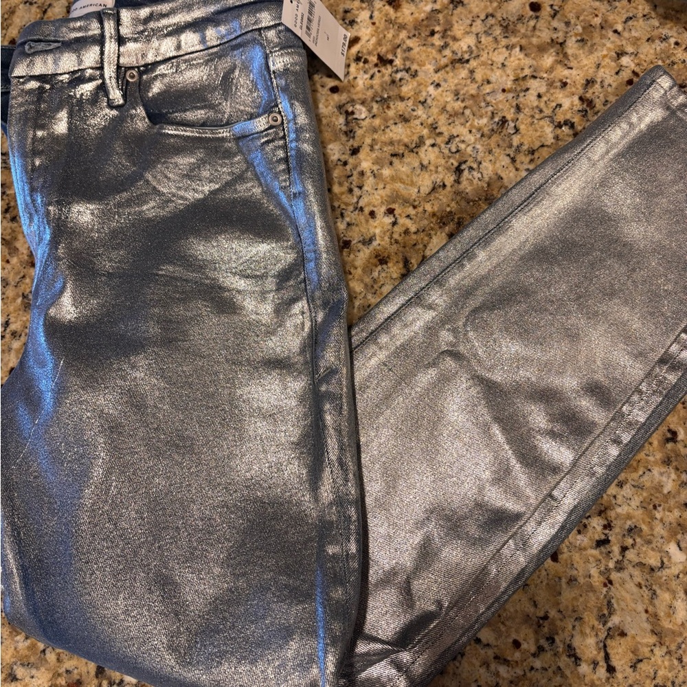 Shiny Silver Metallic Pants